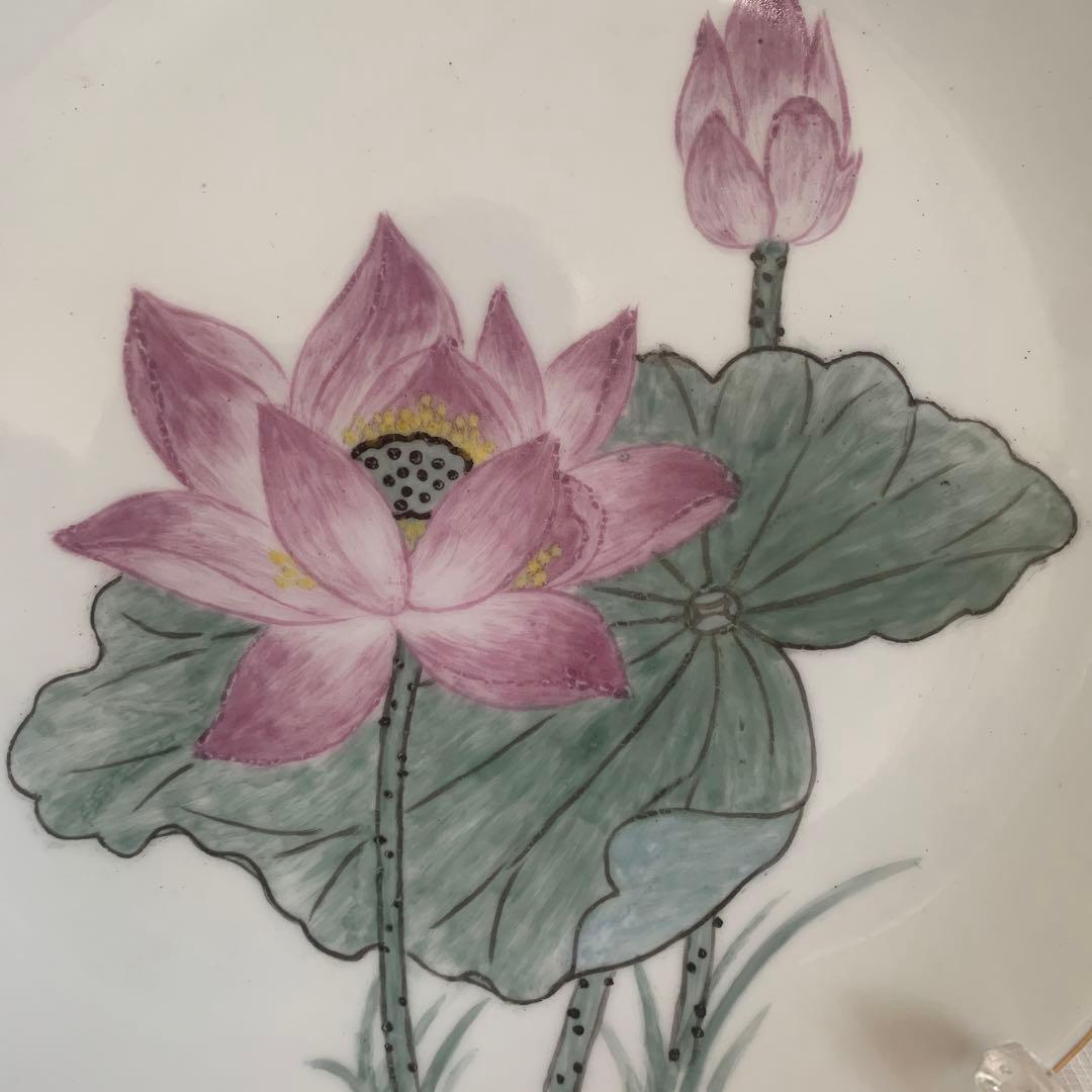 中国美術 粉彩皿 名工 広西北流 24cm唐物/景徳鎮