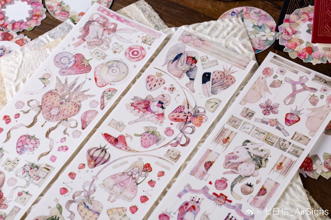 海外マスキングテープ 巻き売り No.240 人物 女の子 いちご 七日信