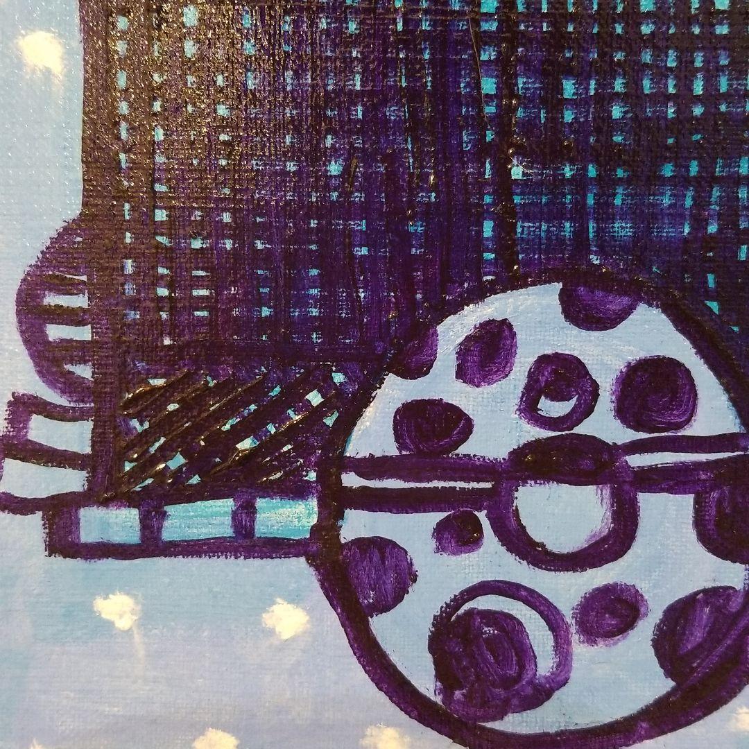 油絵　専用　さっそうと車に乗り込む鳥