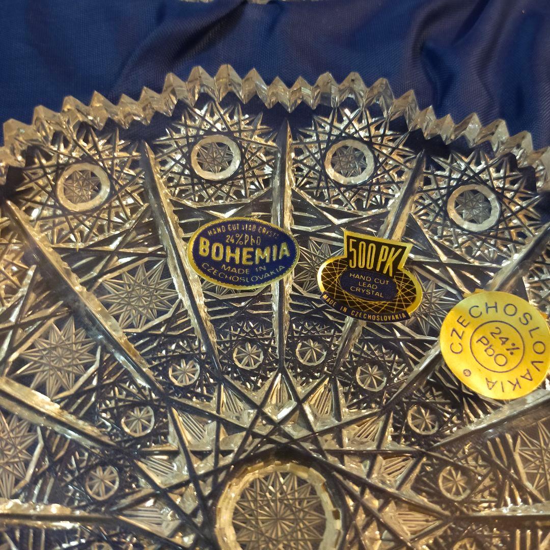 ボヘミア　500PK　豪華カット　クリスタル　皿　プレート　5枚