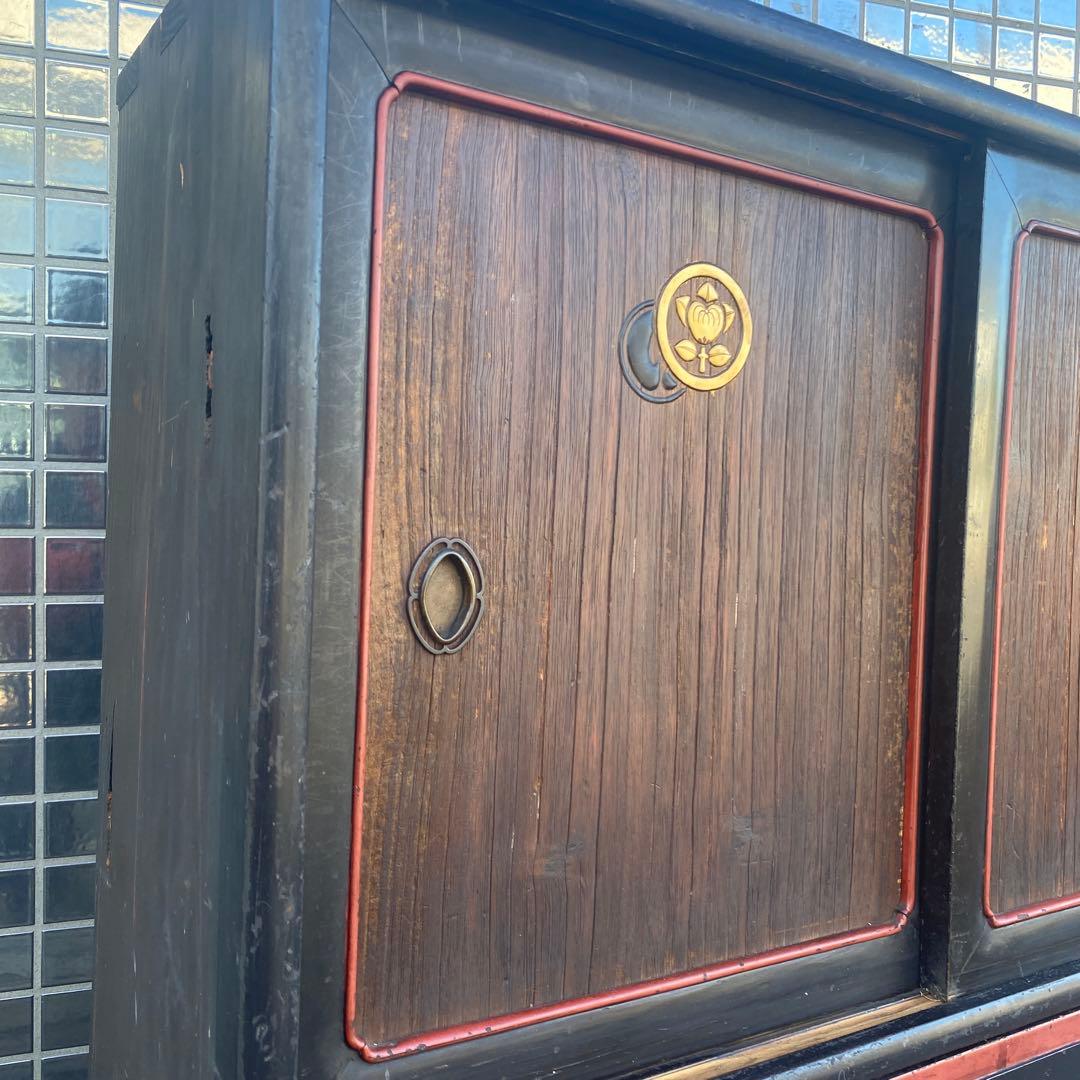 時代物 蒔絵 漆塗り飾り棚 骨董品 大正 大工 アンティーク家具 店舗什器