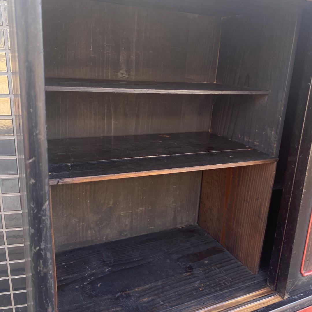 時代物 蒔絵 漆塗り飾り棚 骨董品 大正 大工 アンティーク家具 店舗什器