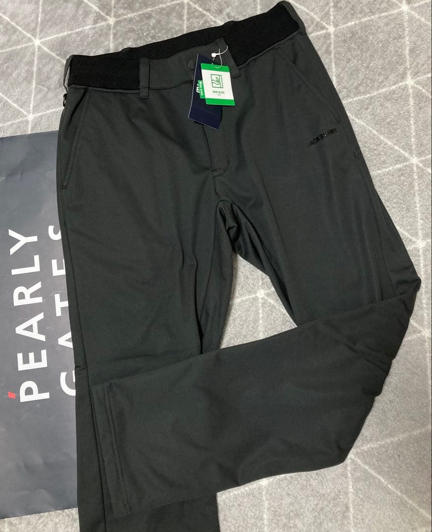 新品 パーリーゲイツ ジャックバニー エアシャット裏フリース防風パンツ 6LL黒