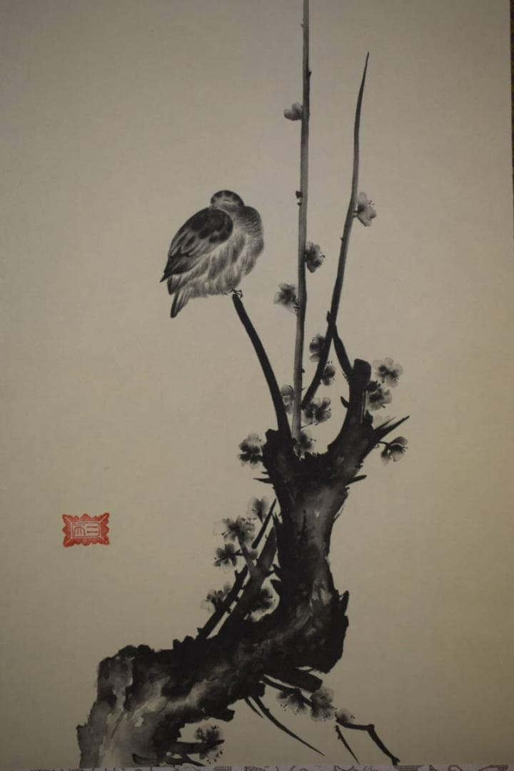 複製/宮本武蔵/二天/紅梅鳩図/工芸/布袋屋掛軸HJ-301