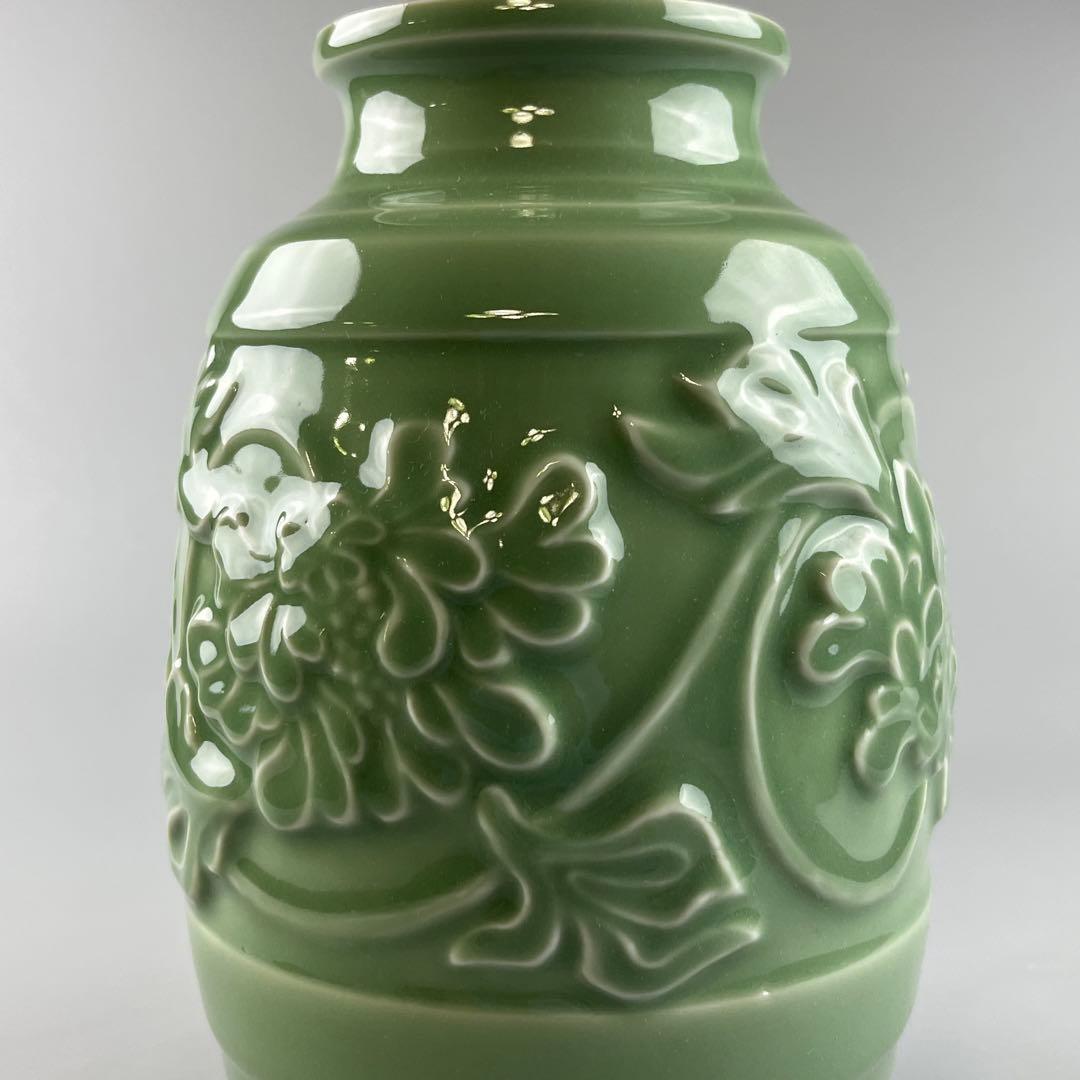 加藤溪山 天龍寺 青瓷 青釉 青磁 陶磁器 古美術 花瓶 壺 共箱