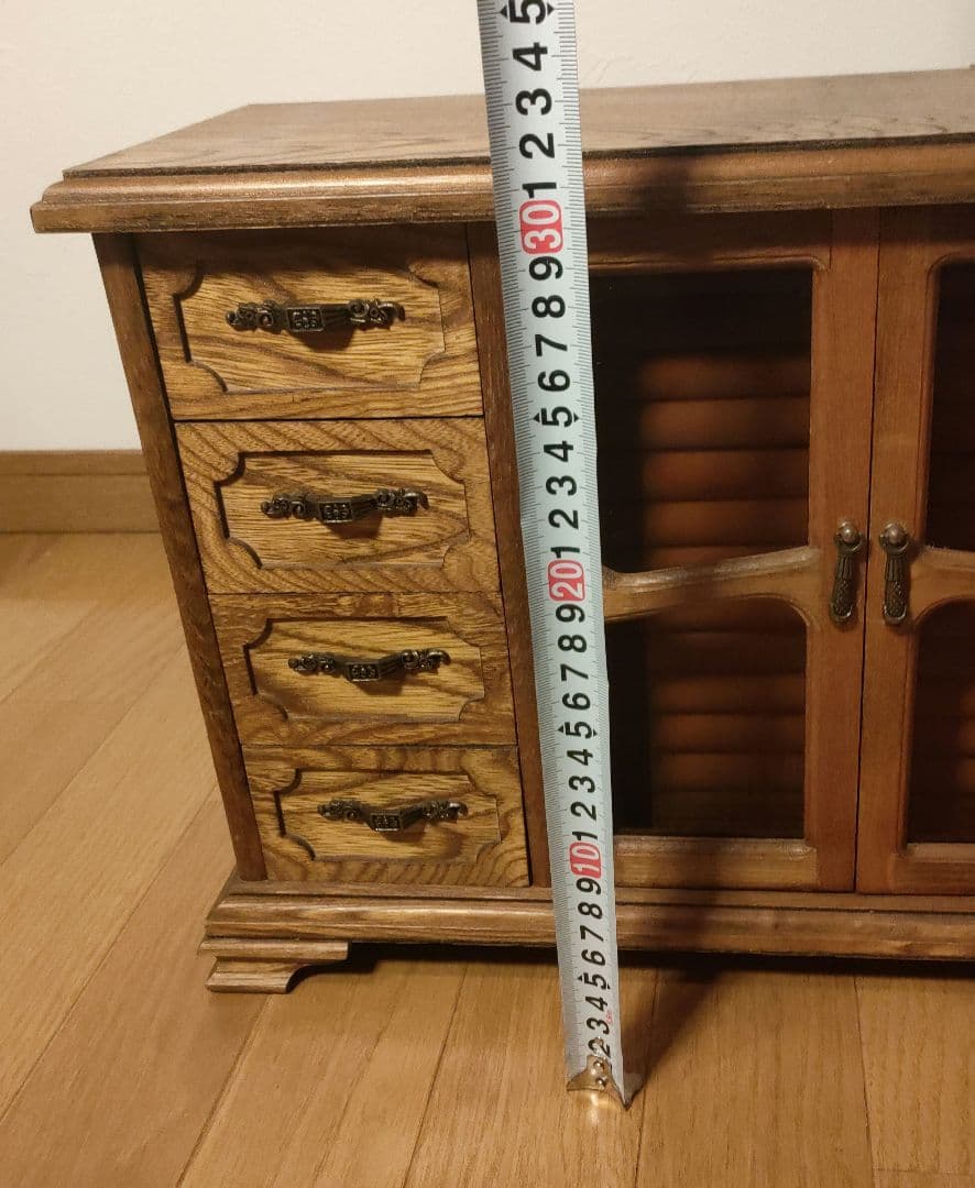 アンティーク 木製 オルゴールジュエリーBOX 収納キャビネット ガラス扉付