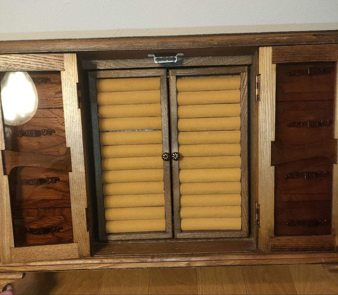 アンティーク 木製 オルゴールジュエリーBOX 収納キャビネット ガラス扉付