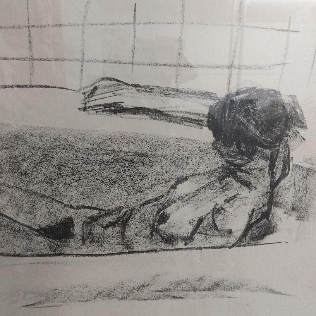 香月泰男　裸婦　リトグラフ 63/75　経年の汚れ・波打ち等あり　額にイタミあり