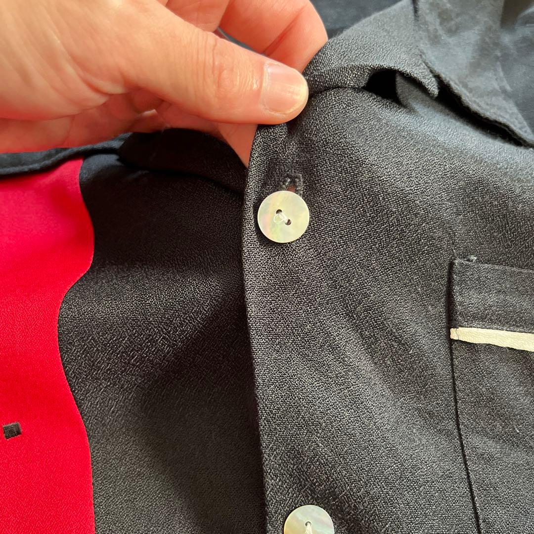 50s ボーリングシャツ DaVinci USA製 刺繍 オープンカラーシャツ