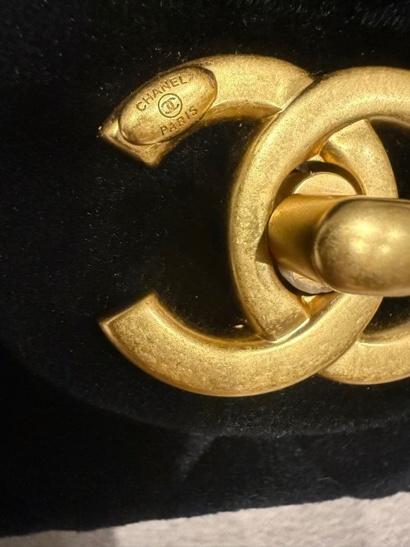 Chanel リボン付き　ベルベット フラップバッグ　ショルダーバッグ