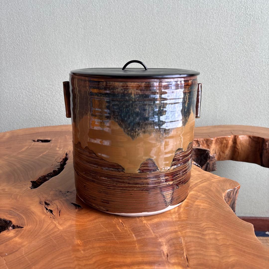 高取焼 亀井楽山 管耳水指 茶道具 共箱【28万円購入】