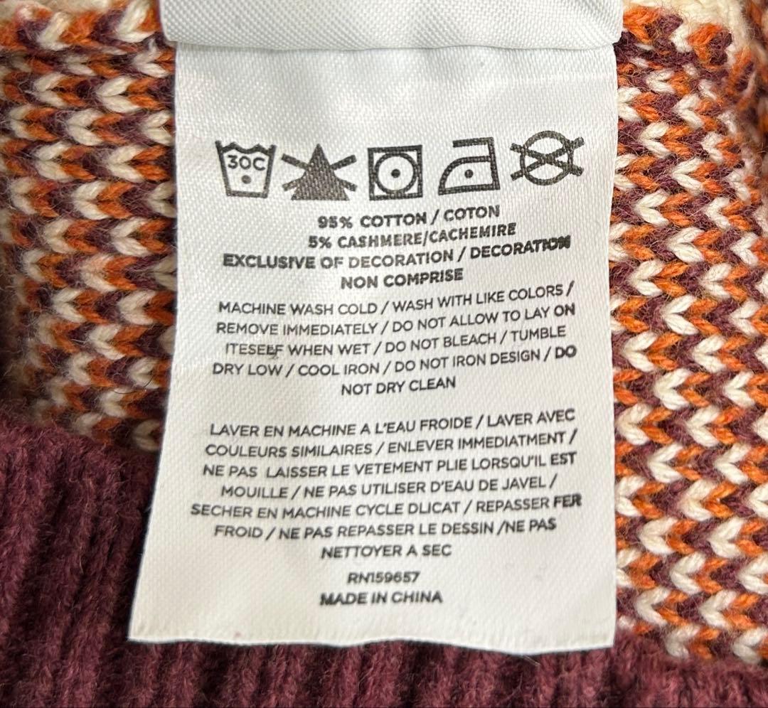 秋冬 Malbon カーディガン アイボリー/バーガンディ/オレンジXXL