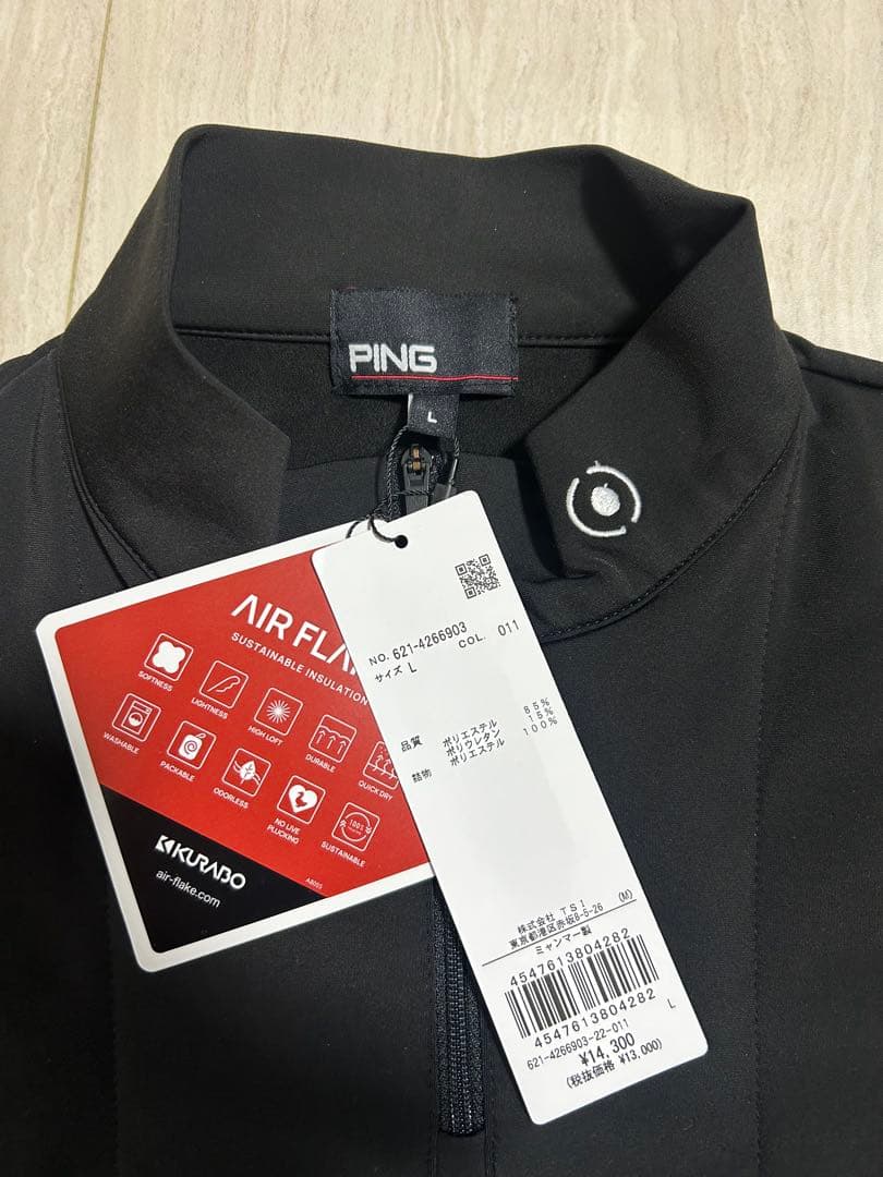 【新品・タグ付き】PING ハーフジップシャツ　ゴルフウェア　ブラック　Lサイズ