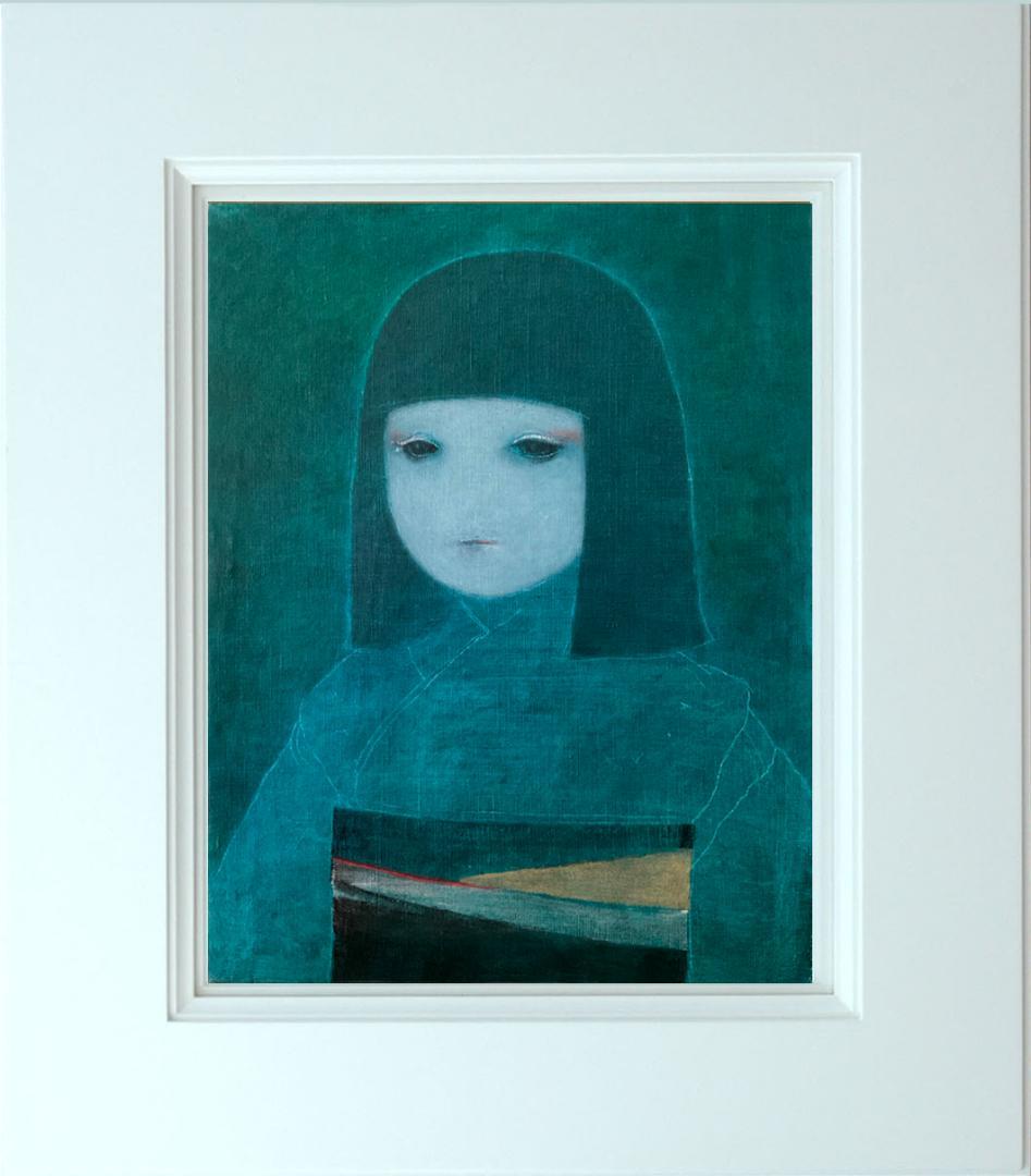 ❤️新作 油絵 菅家令子絵 絵画インテリアF6-010526 市松日本人形可愛い