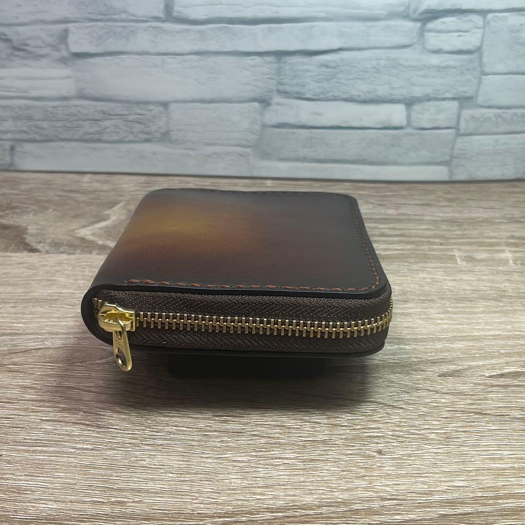 ルアーワレット　本革レザー　手染めアンティークキャメル　ハンドメイド　渓流