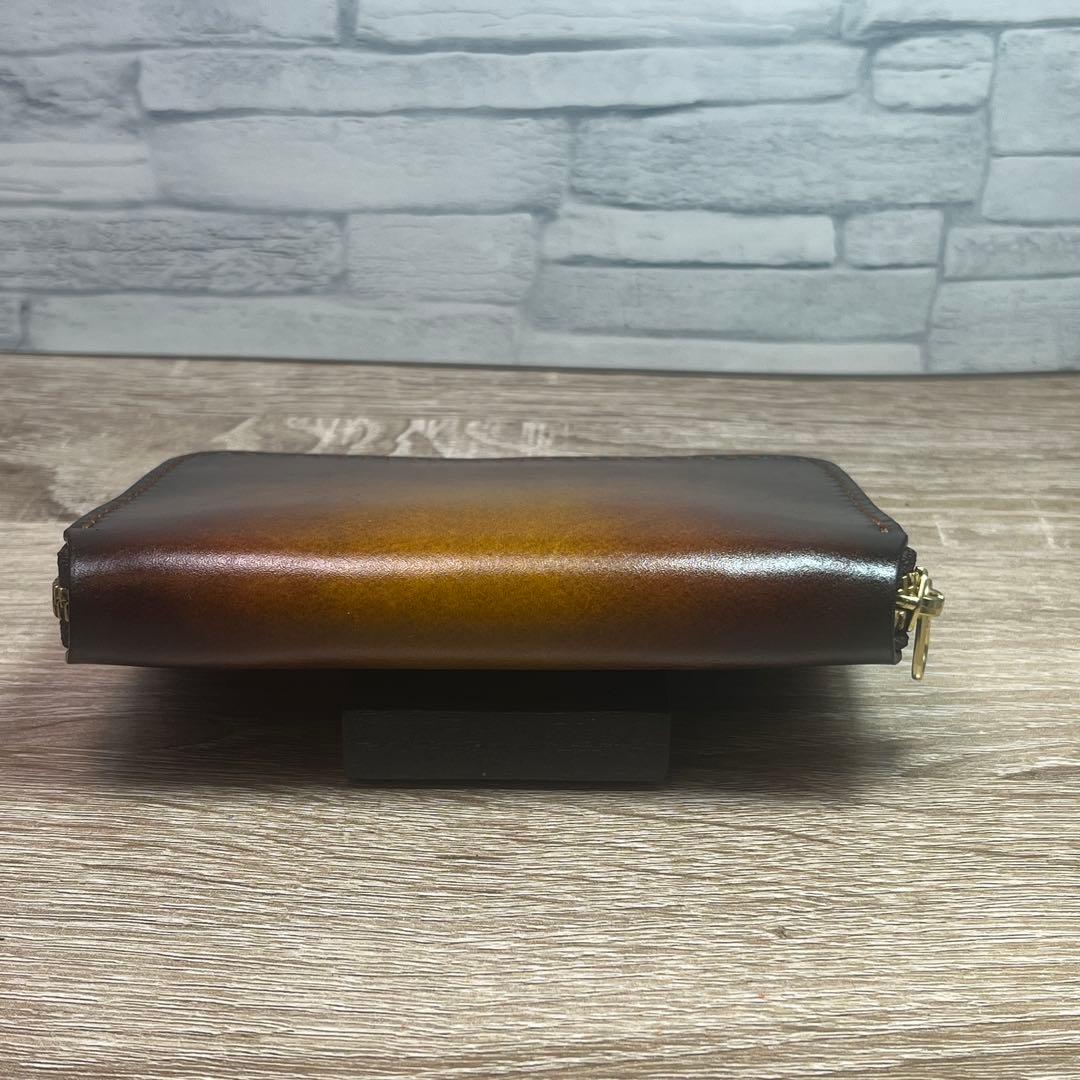 ルアーワレット　本革レザー　手染めアンティークキャメル　ハンドメイド　渓流