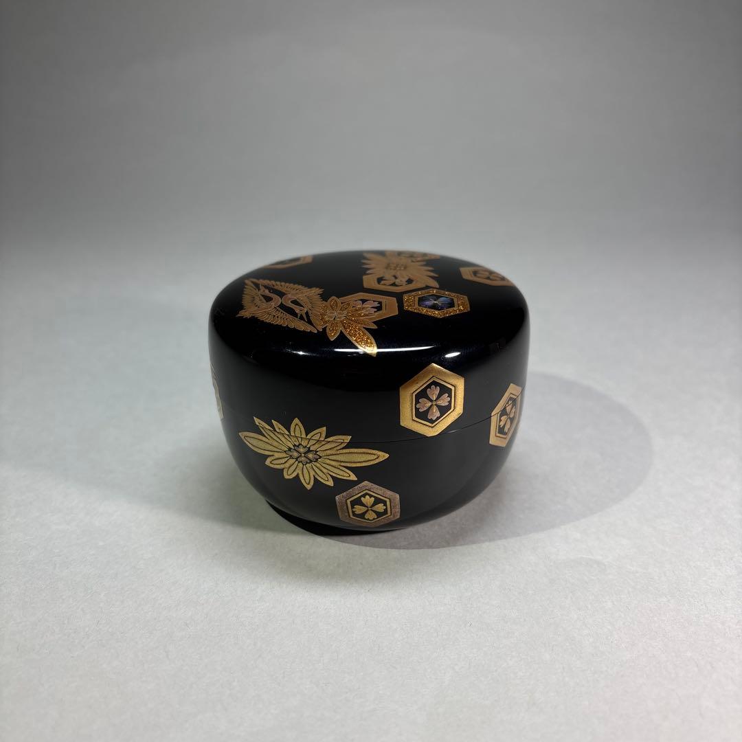 大下宗香　吉祥紋蒔絵　平棗 内平目銀地(桐箱入)