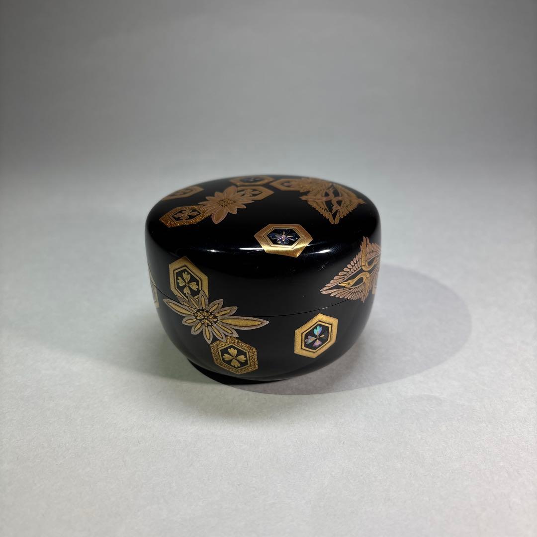 大下宗香　吉祥紋蒔絵　平棗 内平目銀地(桐箱入)