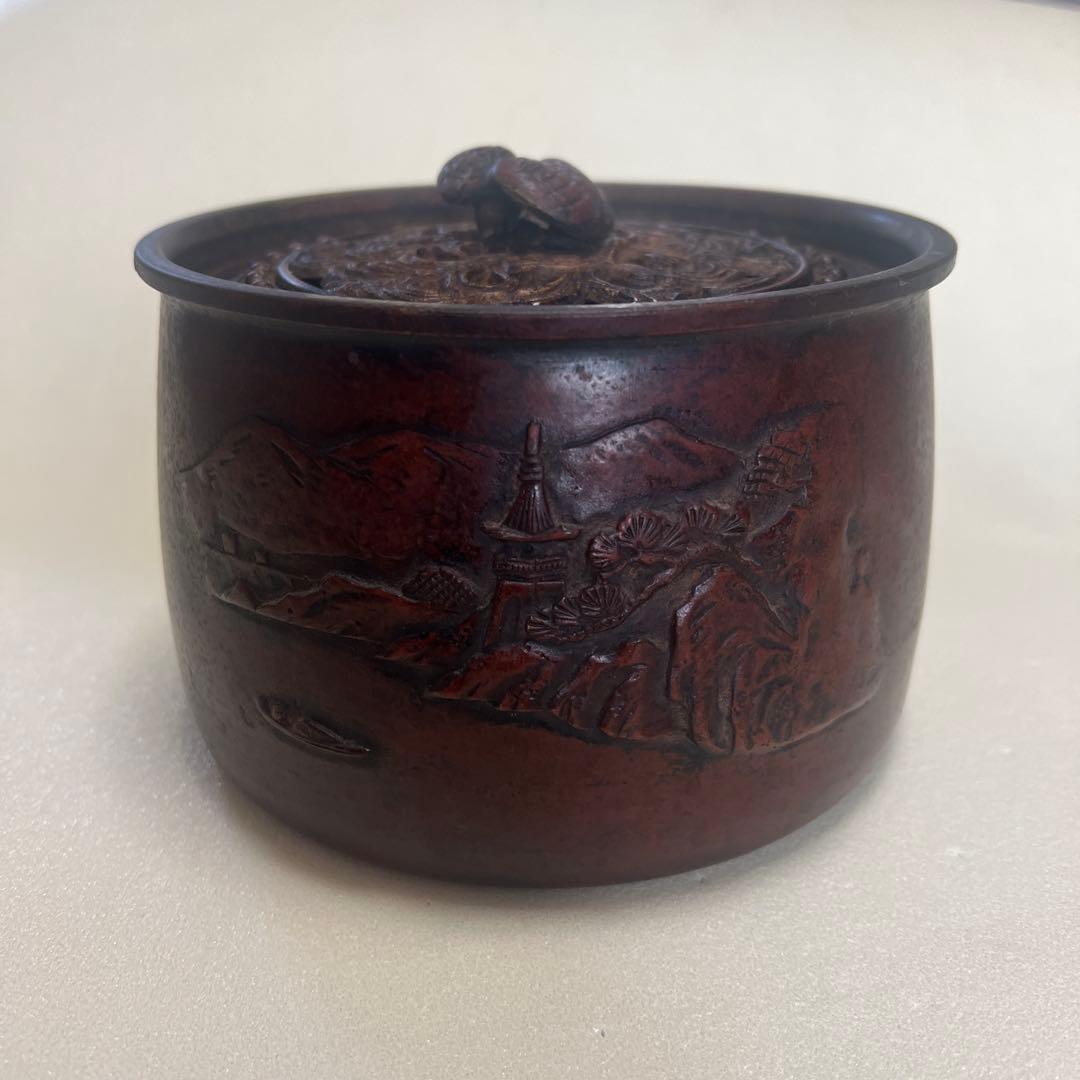 茶道具 銅製品浮彫り、茶こぼし