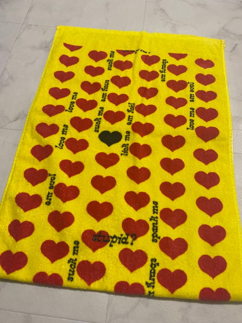 hideイエローハート柄ブラックハート柄タオルスポーツタオルフェイスタオルSET