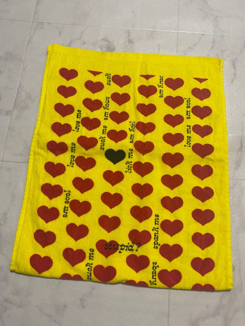 hideイエローハート柄ブラックハート柄タオルスポーツタオルフェイスタオルSET