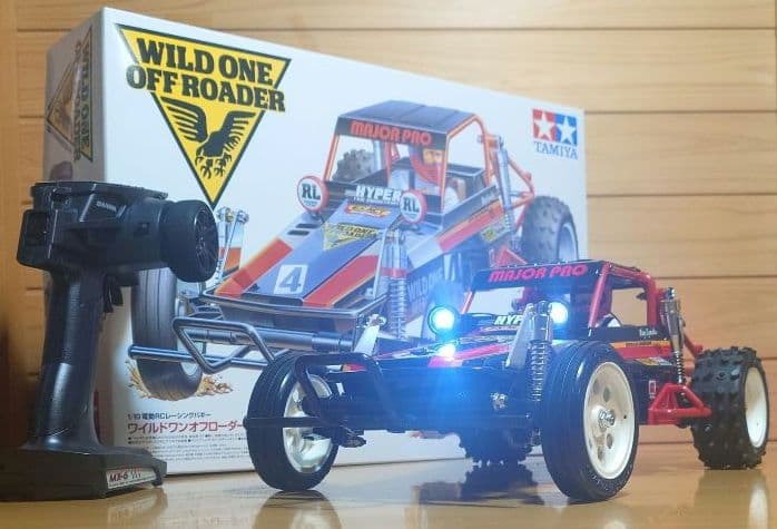 タミヤRCワイルドワンLEDライト付プロポ＆バッテリー充電器付完成品