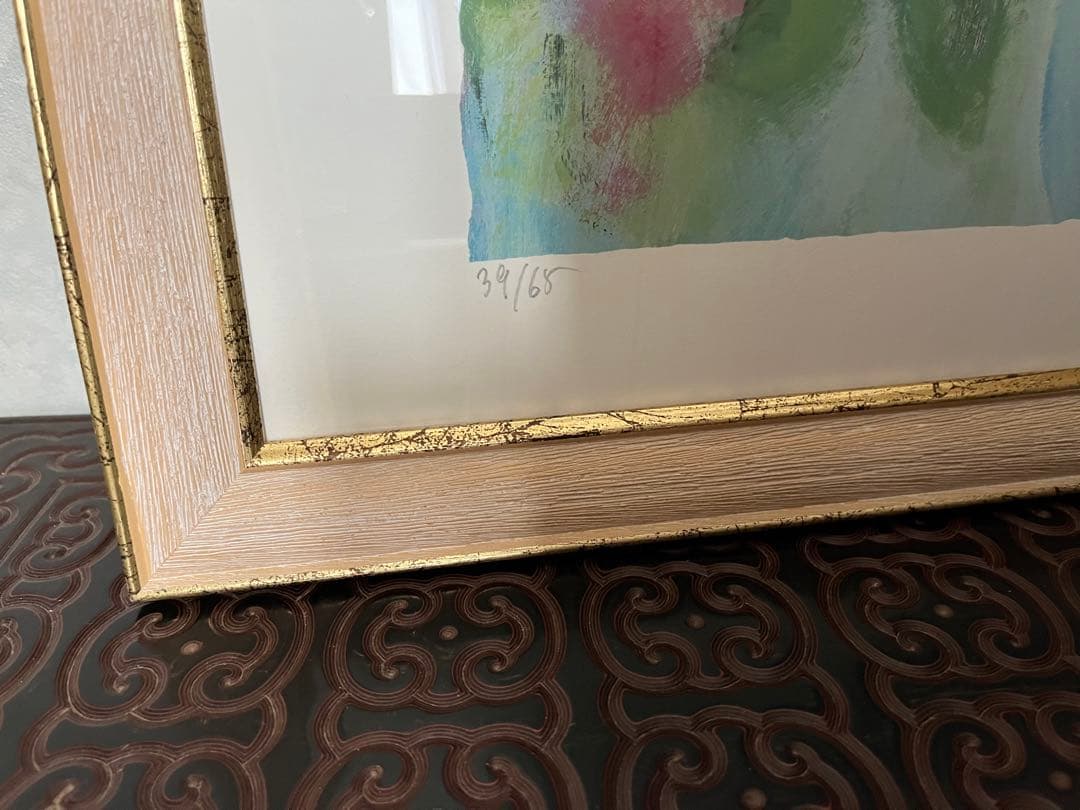 額入り版画　58×46 ジニー・キム　65枚限定 ED、サイン、証明書有　ピンク