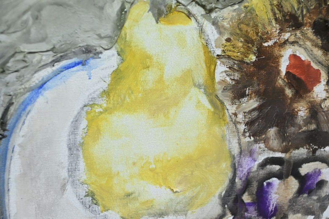 【真筆保証】鈴木千久馬 果物 静物画 P8 金彩 彫刻 無垢額 壁飾り