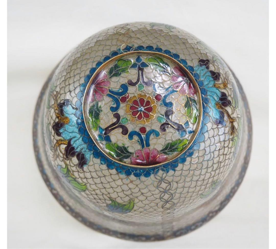 送料無料　時代物　省胎七宝蓋物　高12.5ｃｍ