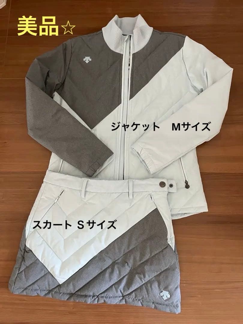 美品⭐︎DESCENTE GOLF セットアップグレー/ミントグリーン 上 M下S
