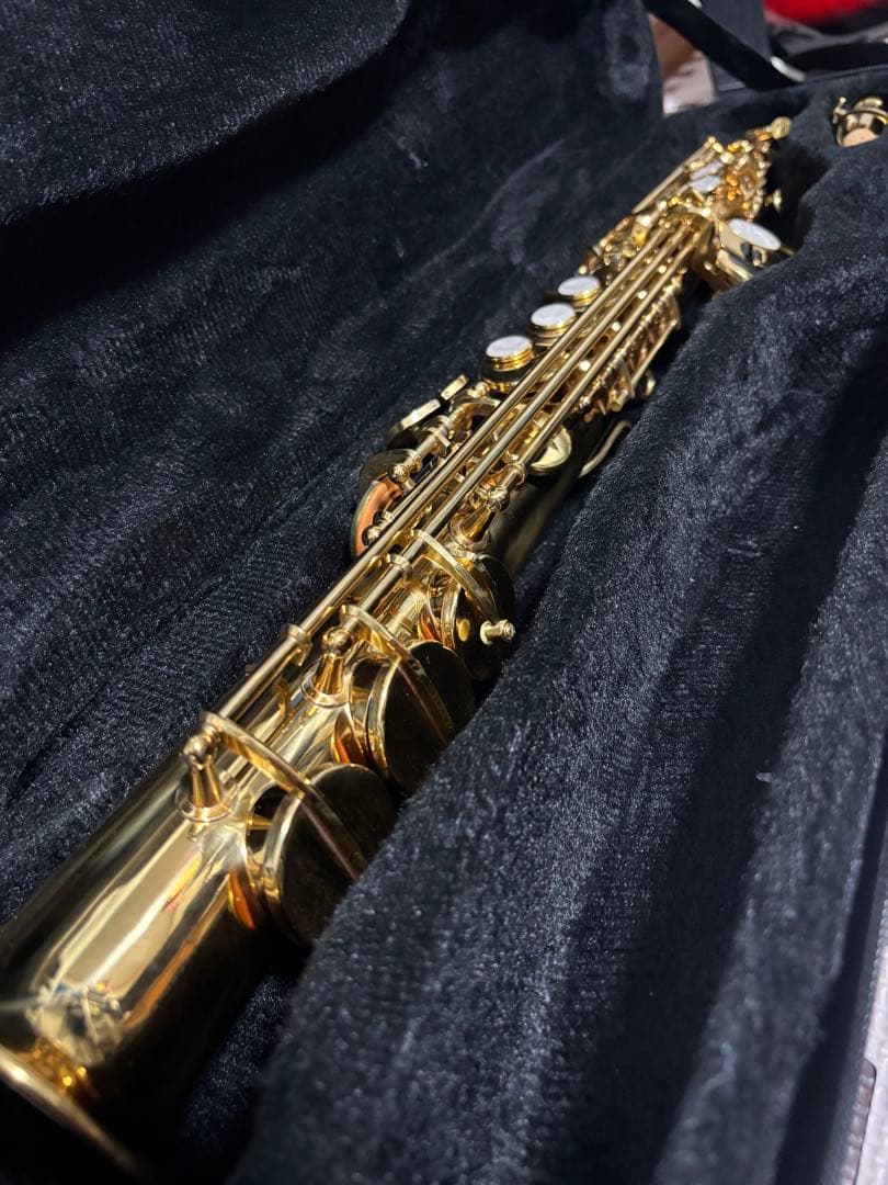 【のり】ソプラノサックス 金色 ネック２つリード付き