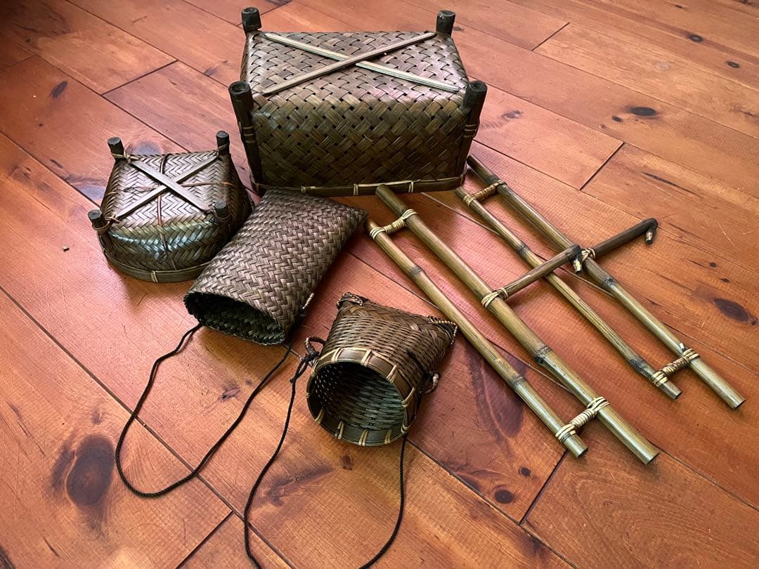 昭和レトロ　竹細工　まとめ売り　￼竹籠　茶托