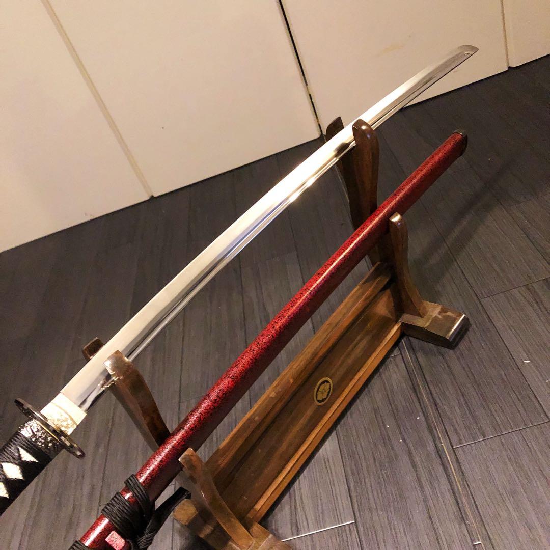 陸奥守吉行　高級模造刀　坂本龍馬拵え　居合刀　優乱刃紋　朱拵え　合金刀身