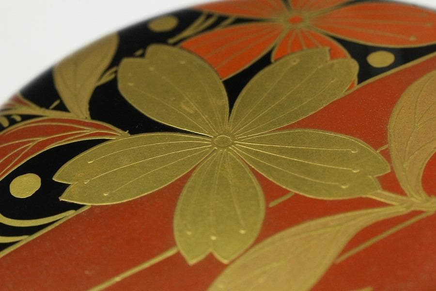 茶道具 花筏蒔絵 乾漆大棗 塗師 奥津一心斎作 共箱 美品(Ｋ-LC711)