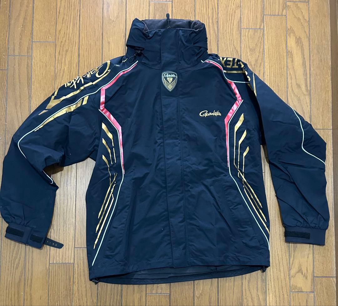 【ジャンク品】がまかつGM3500 ゴアテックスレインスーツ ブラックゴールドL