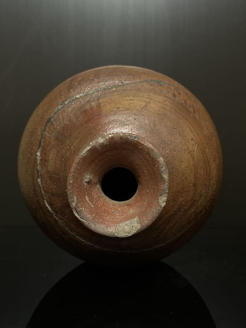 室町時代 極上 古備前 被焼 拉口緋襷自然釉 船徳利 蕪徳利 花瓶 酒器