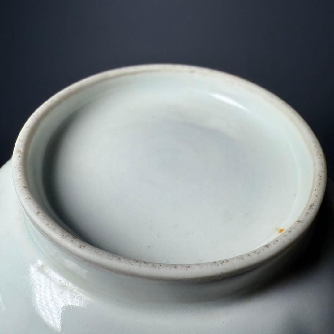 江戸中期〜後期　古伊万里　藍九谷花鳥図菊花形向付　五点　最上手　特注桐箱　共布