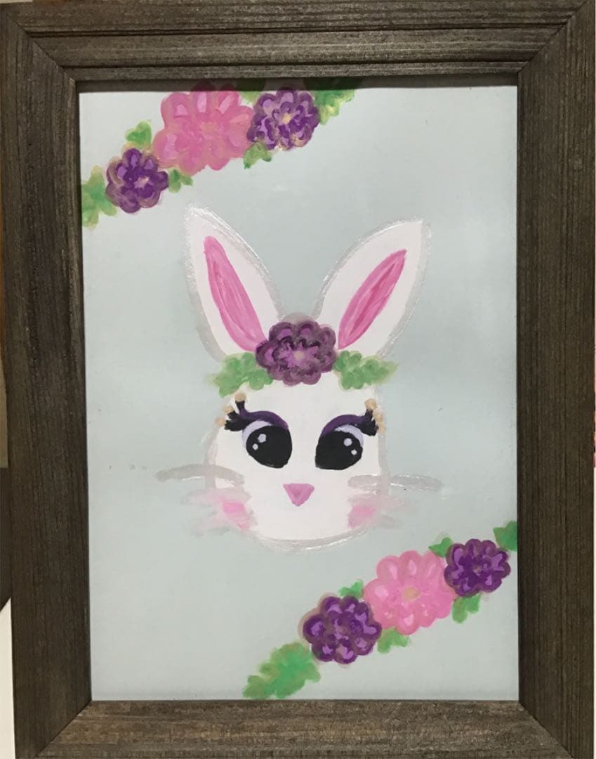 オリジナル ハンドメイド 絵 キュートなうさぎさん