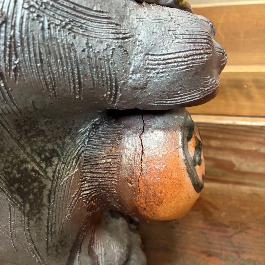 昭和初期　時代物　骨董　￼信楽焼　たぬき　置物　縁起物　商売繁盛　￼レア