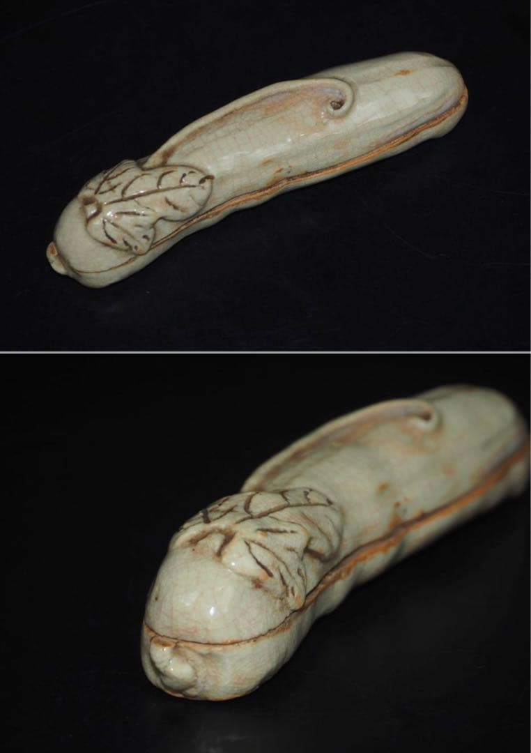 送料無料　江戸時代　萩焼　瓜形香盒/香合　華道具茶道具　共箱