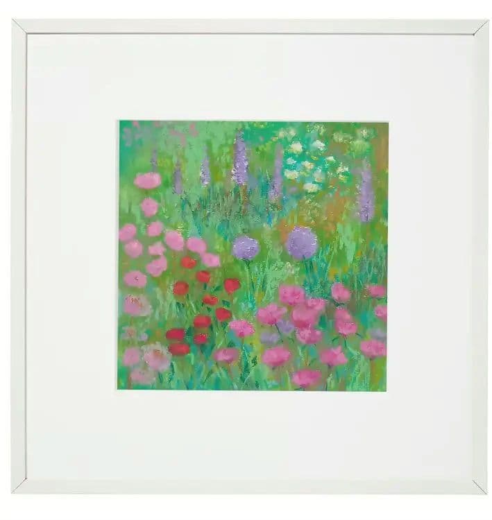 spring gardenオイルパステル原画　額付き