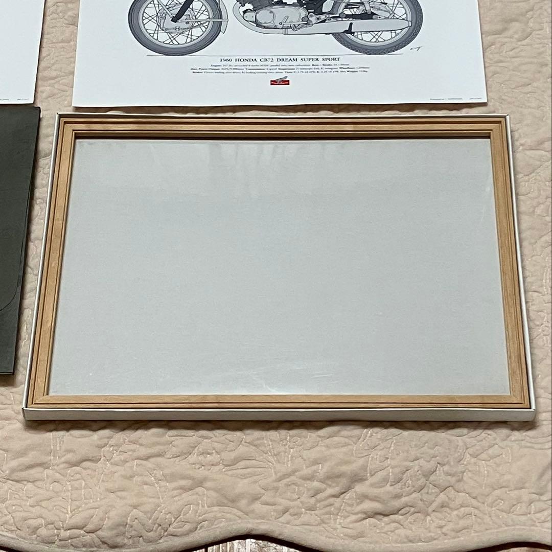 ホンダ　バイクと車のイラストレーション18枚と額