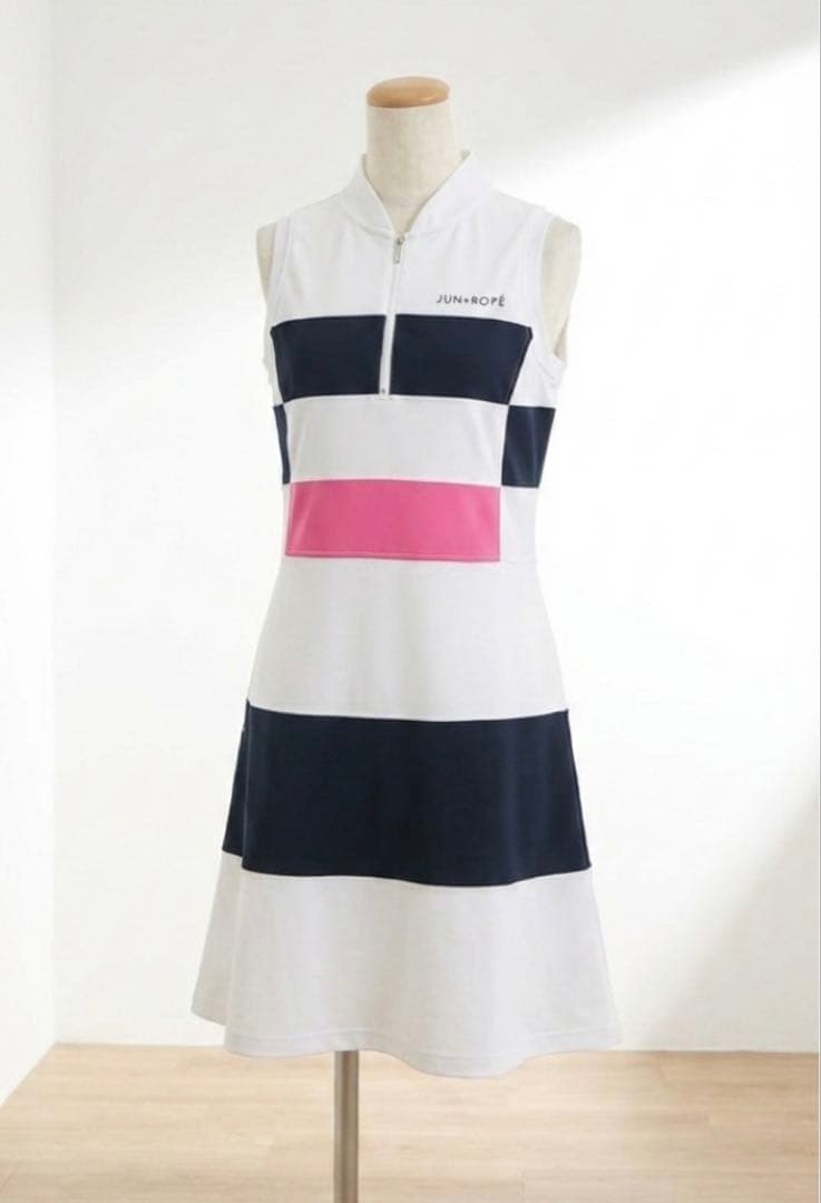 【極美品】ジュンアンドロペ ゴルフワンピース インナー付 白黒ピンク S