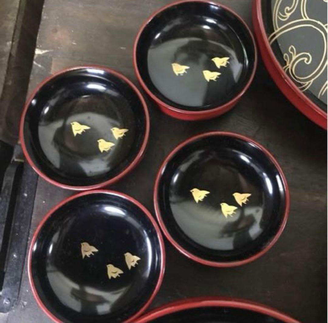 美品　輪島塗　蒔絵　当時物　漆器　刺身皿　取り皿　銘々皿　お祝い事　共箱付き