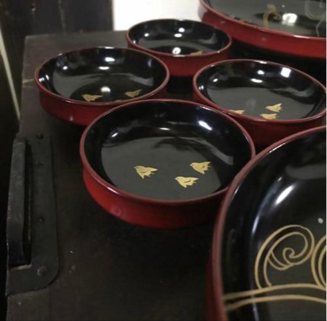 美品　輪島塗　蒔絵　当時物　漆器　刺身皿　取り皿　銘々皿　お祝い事　共箱付き