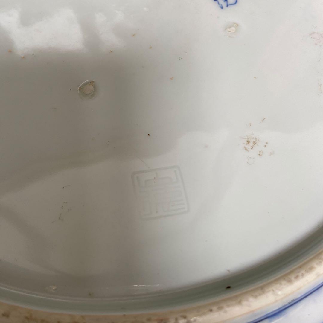 有田焼色絵扇面巻物の図大皿ニ枚