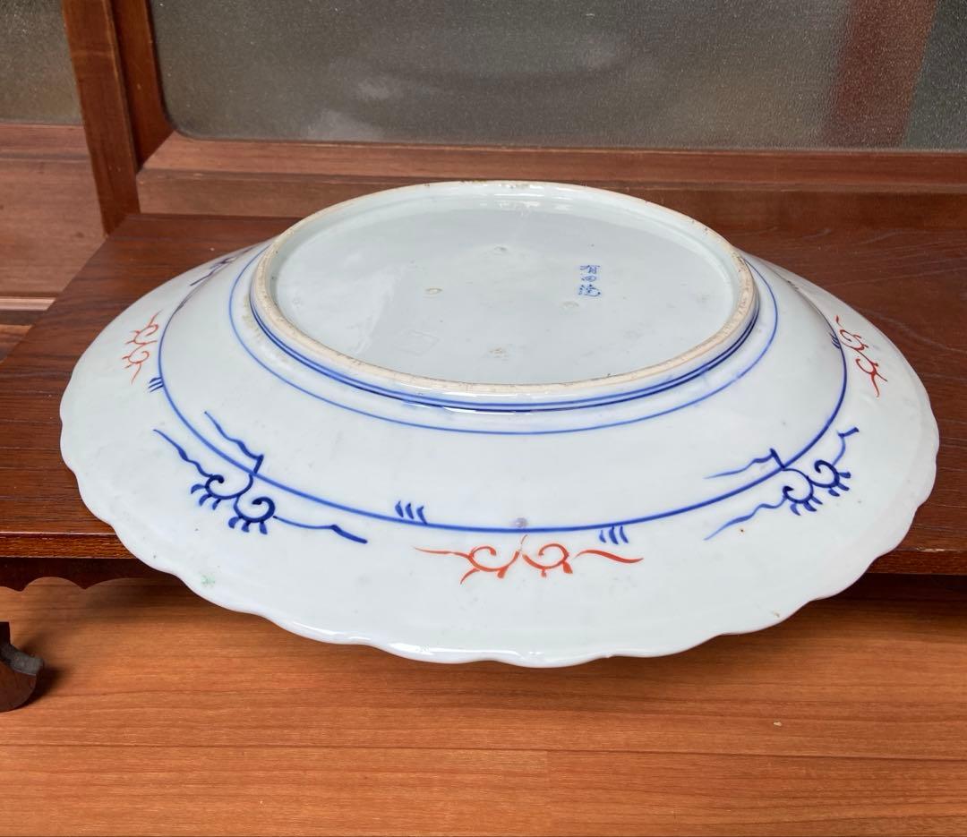 有田焼色絵扇面巻物の図大皿ニ枚