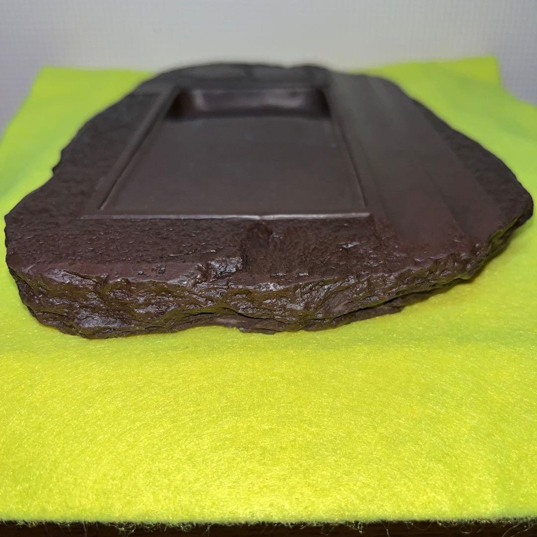 ⭕️赤間硯　古硯　赤間関　デカイ　7寸大　共蓋付き　墨持ち良い　手間