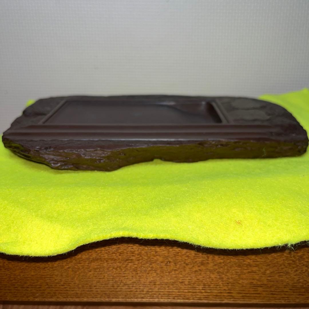 ⭕️赤間硯　古硯　赤間関　デカイ　7寸大　共蓋付き　墨持ち良い　手間