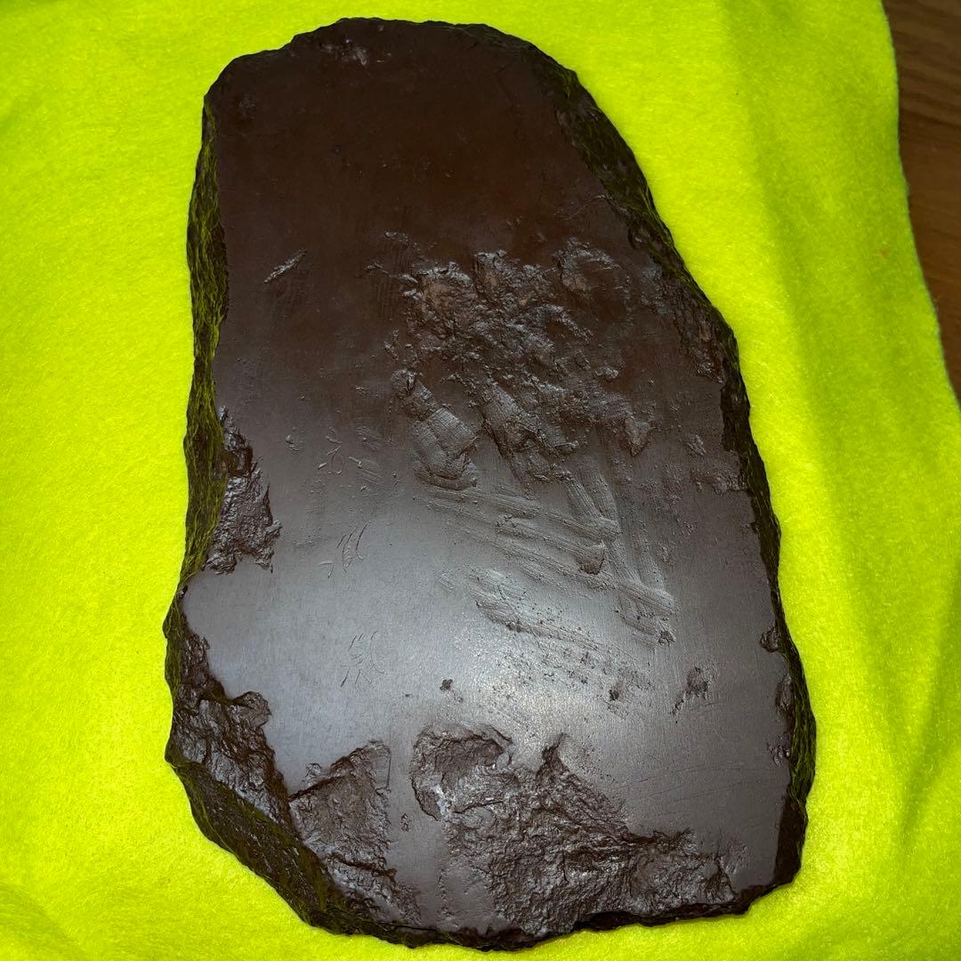 ⭕️赤間硯　古硯　赤間関　デカイ　7寸大　共蓋付き　墨持ち良い　手間